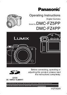 Panasonic Lumix FZ5 manual. Camera Instructions.